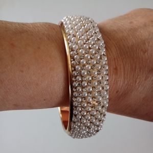 Pearl Rhinestone Bangle 3 in inner diameter